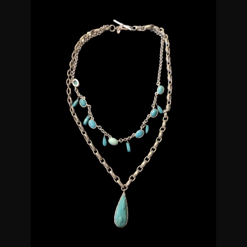 Vintage Monet Double Layer Faux Turquoise South West Style Statement Necklace